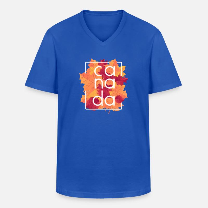 Canada Autumn Maple Leaves Design - Männer-T-Shirt mit V-Ausschnitt - Royalblau