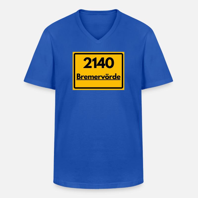 OLD POSTCODE POSTCODE RETRO 2140 BREMERVÖRDE - Men's V-Neck T-Shirt - royal blue