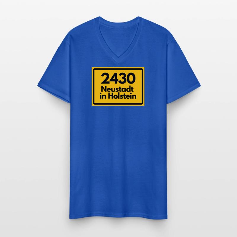 OLD POSTCODE POSTCODE 2430 NEUSTADT IN HOLSTEIN Men's V-Neck T-Shirt
