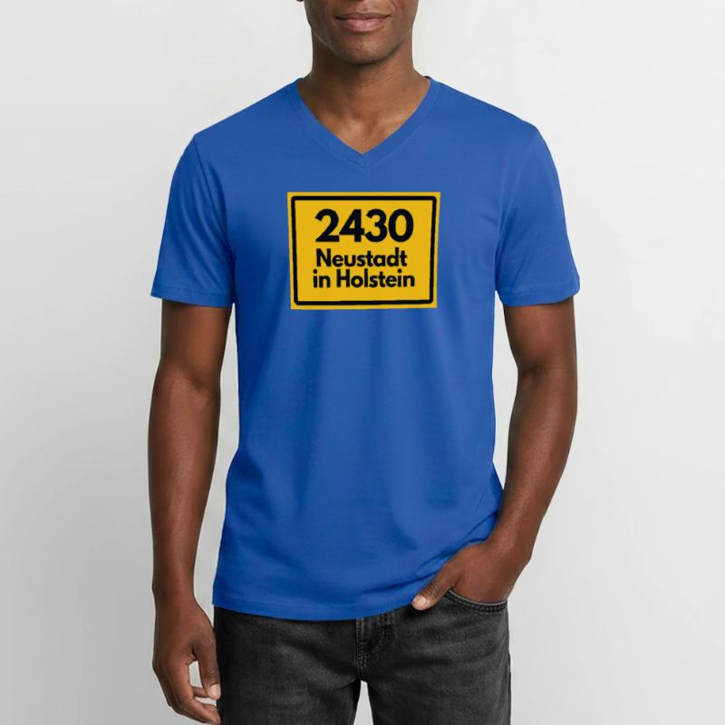OLD POSTCODE POSTCODE 2430 NEUSTADT IN HOLSTEIN Men's V-Neck T-Shirt