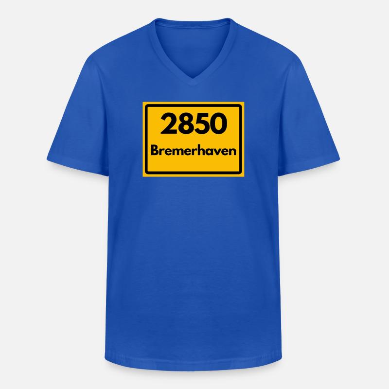 OLD POSTCODE POSTCODE RETRO 2850 BREMERHAVEN - Men's V-Neck T-Shirt - royal blue