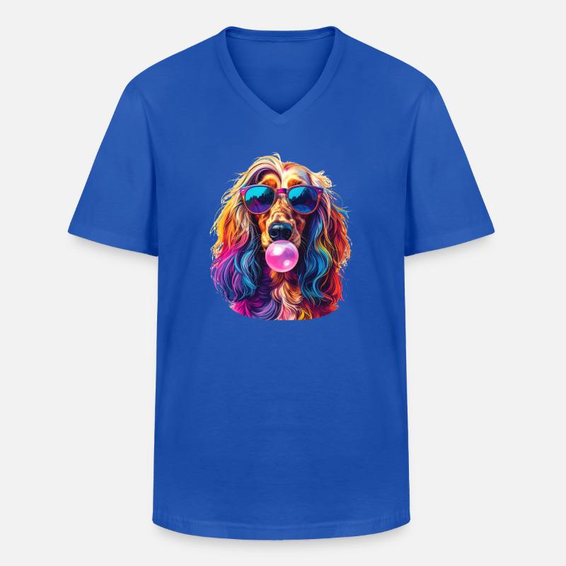 Pop-Art Afghanischer Windhund mit Bubblegum - Männer-T-Shirt mit V-Ausschnitt - Royalblau