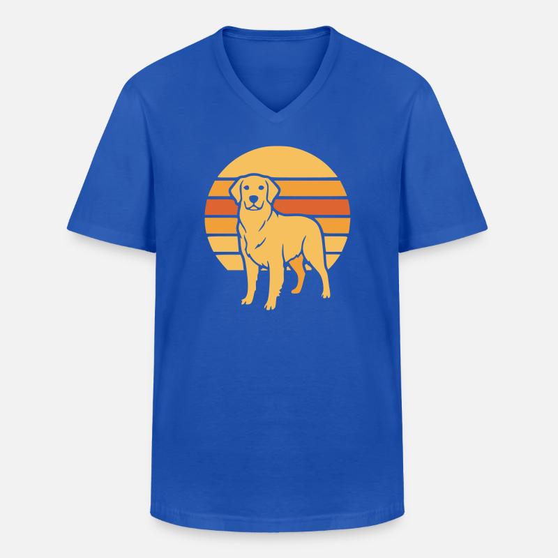 Hund Retro Sunset Flat Icon - Männer-T-Shirt mit V-Ausschnitt - Royalblau