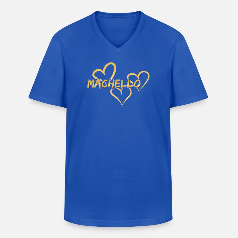 Machello - Männer-T-Shirt mit V-Ausschnitt - Royalblau