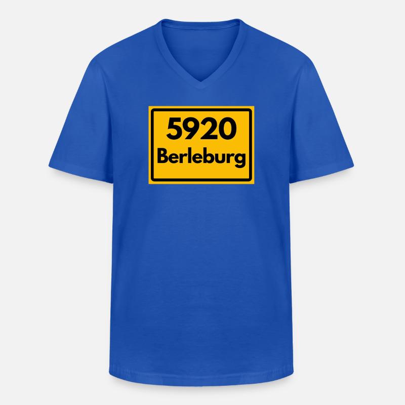 OLD POSTCODE POSTCODE RETRO 5920 BERLEBURG - Men's V-Neck T-Shirt - royal blue