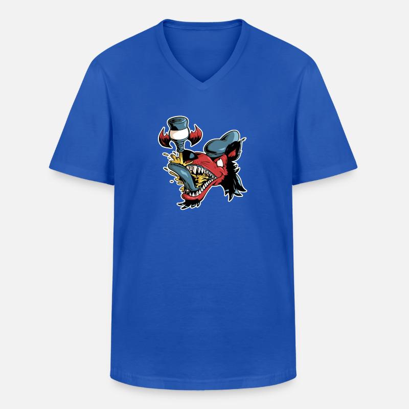 Wolf und fliegendes Bier - Männer-T-Shirt mit V-Ausschnitt - Royalblau