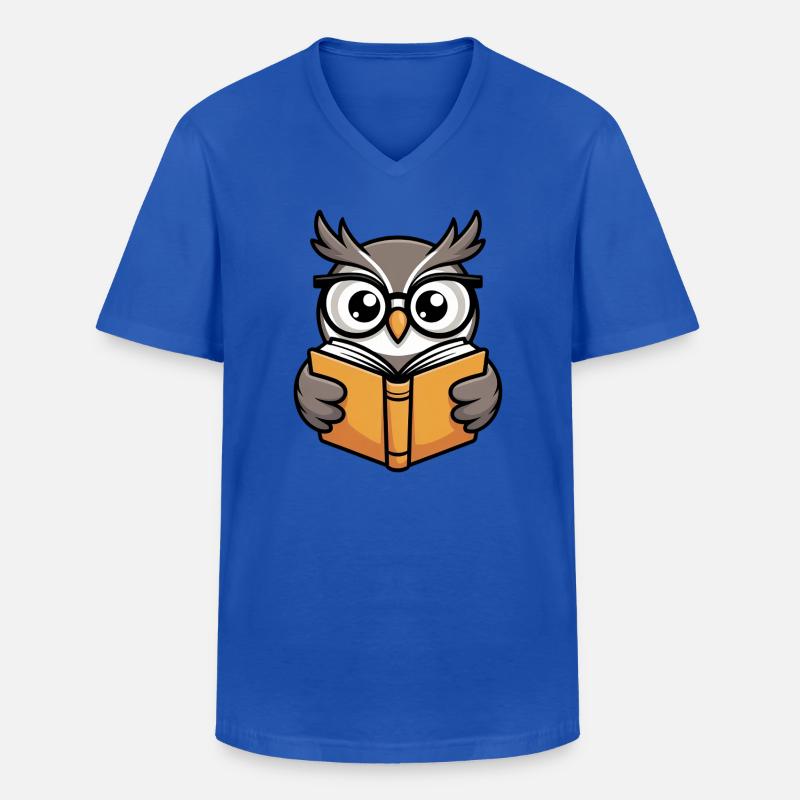 Süße Lese-Eule mit Brille - Männer-T-Shirt mit V-Ausschnitt - Royalblau