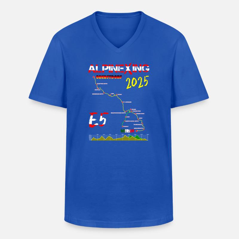 E5 Oberstdorf Meran 2025 - Männer-T-Shirt mit V-Ausschnitt - Royalblau