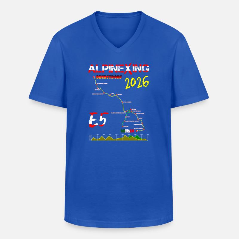 E5 Oberstdorf Meran 2026 - Männer-T-Shirt mit V-Ausschnitt - Royalblau