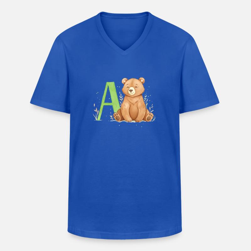 Alphabet Bär mit Großem A - Männer-T-Shirt mit V-Ausschnitt - Royalblau