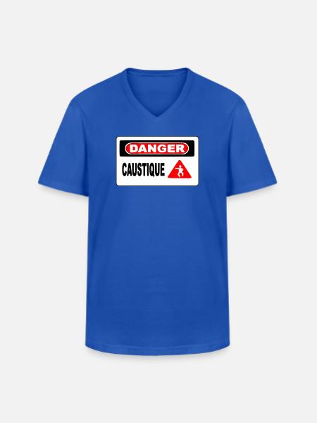 Panneau Danger Caustique - T-shirt col V Homme - bleu royal