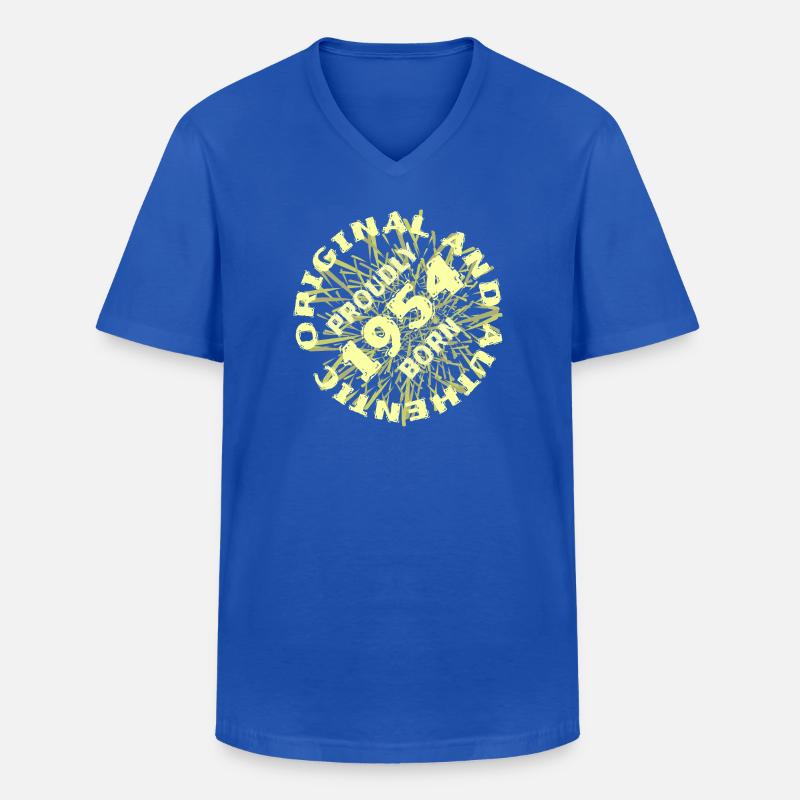 Authentisch 1954 - Männer-T-Shirt mit V-Ausschnitt - Royalblau
