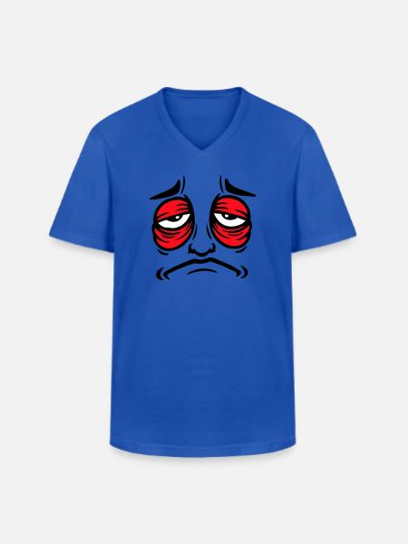 Grumpy sad disappointed face funny - Men's V-Neck T-Shirt - royal blue