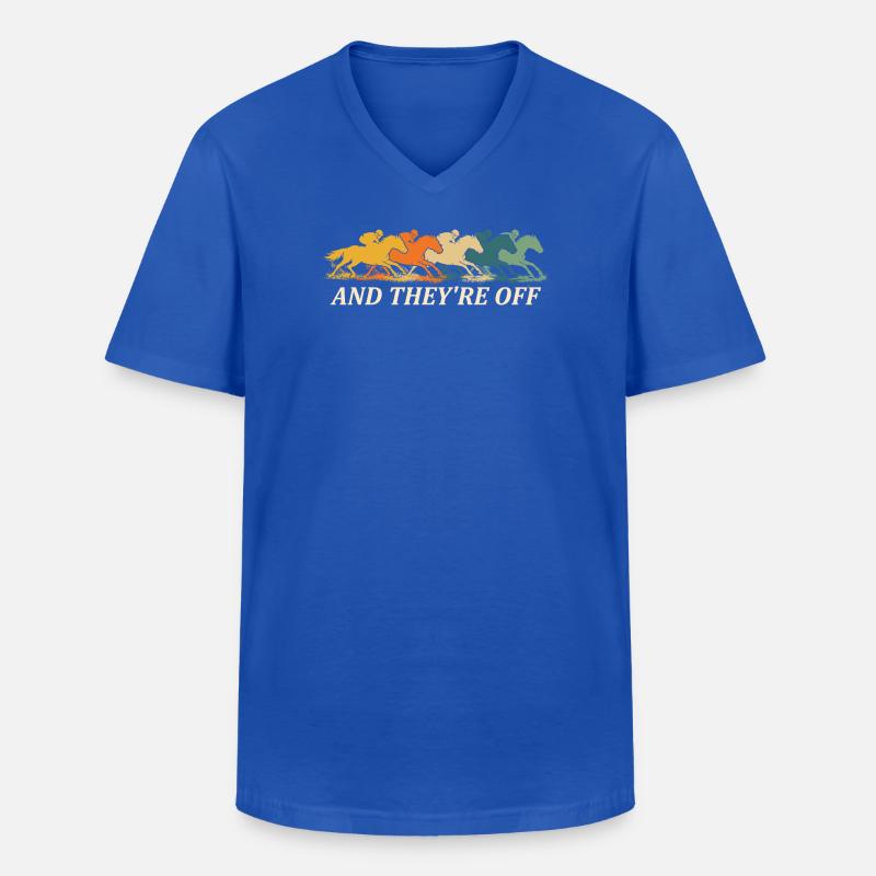 Und sie sind vom Pferderenn-Derby-Fan - Männer-T-Shirt mit V-Ausschnitt - Royalblau