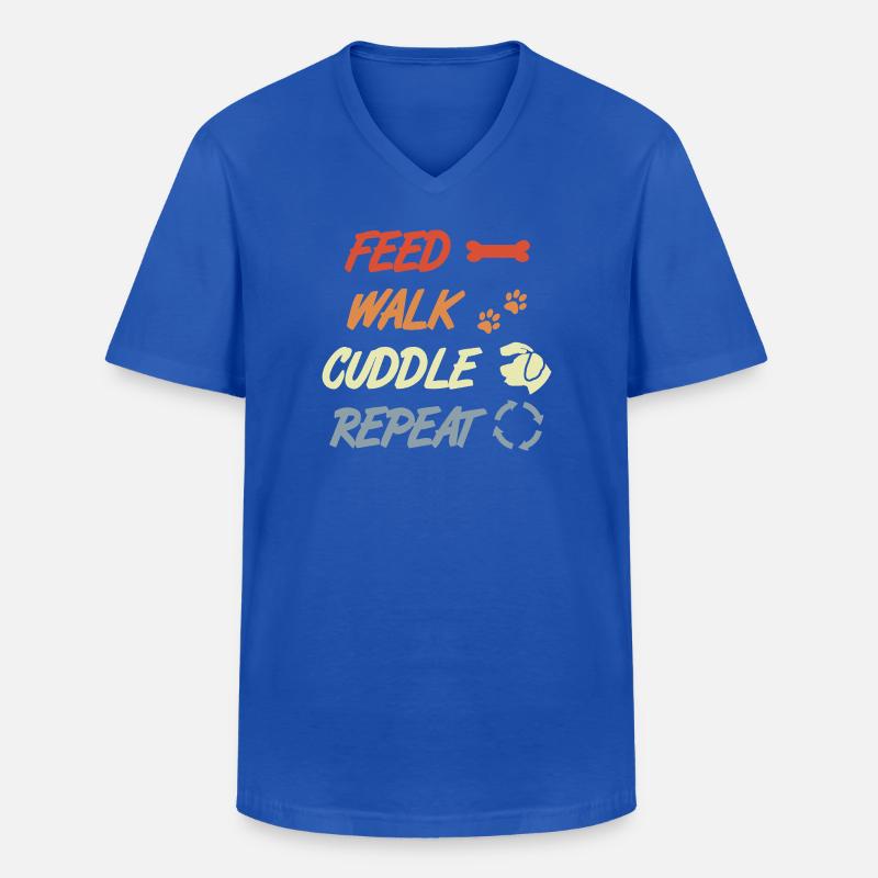 Feed Walk Cuddle Repeat – Hundeliebe - Männer-T-Shirt mit V-Ausschnitt - Royalblau