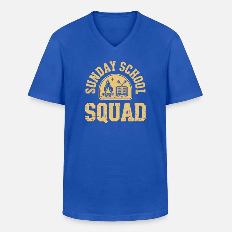 Équipe d’école du dimanche - T-shirt col V Homme - bleu royal