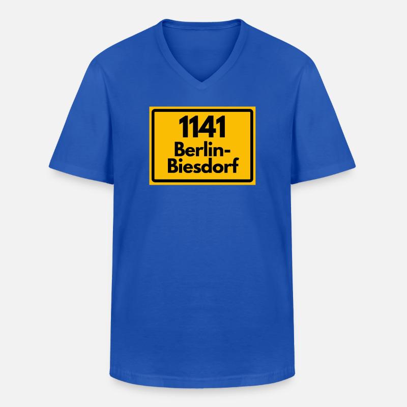 1141 BERLIN-BIESDORF DDR RETRO OSTALGIE - Männer-T-Shirt mit V-Ausschnitt - Royalblau