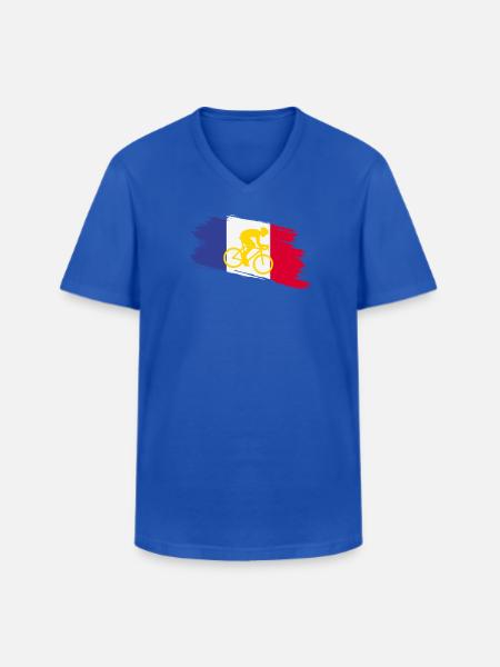France Flag with Bicycle – Cycling Design - Men's V-Neck T-Shirt - royal blue