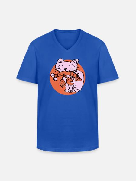 Cat eats cancer - Men's V-Neck T-Shirt - royal blue