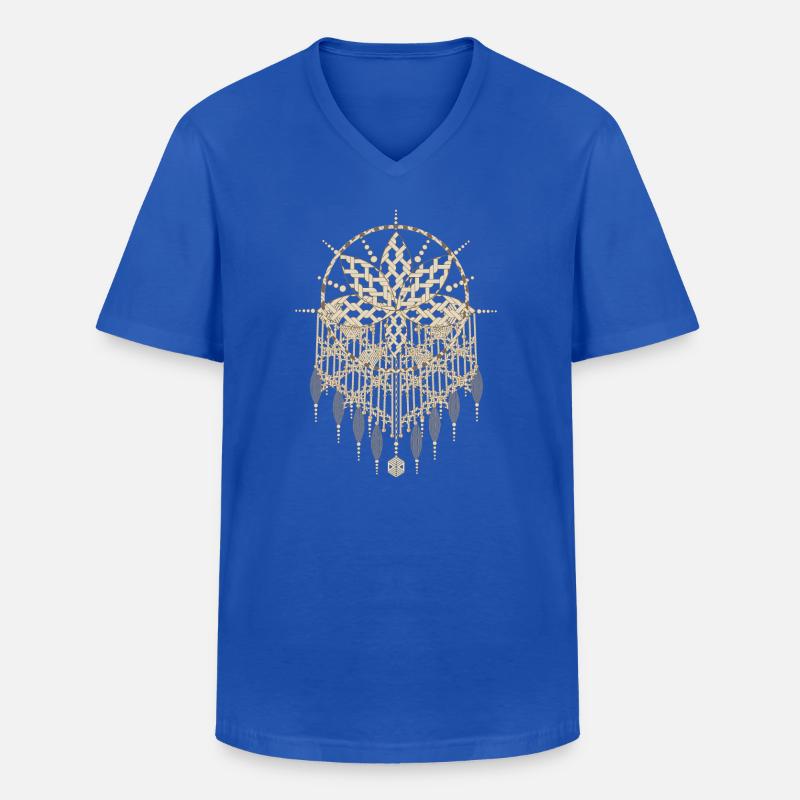 Makramee-Anhänger mit kunstvollen Knotenmustern - Männer-T-Shirt mit V-Ausschnitt - Royalblau