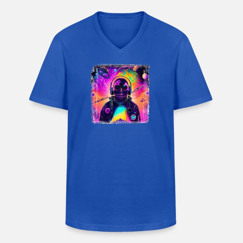 Neon Astronaut im Cosmic Psychedelic - Männer-T-Shirt mit V-Ausschnitt - Royalblau