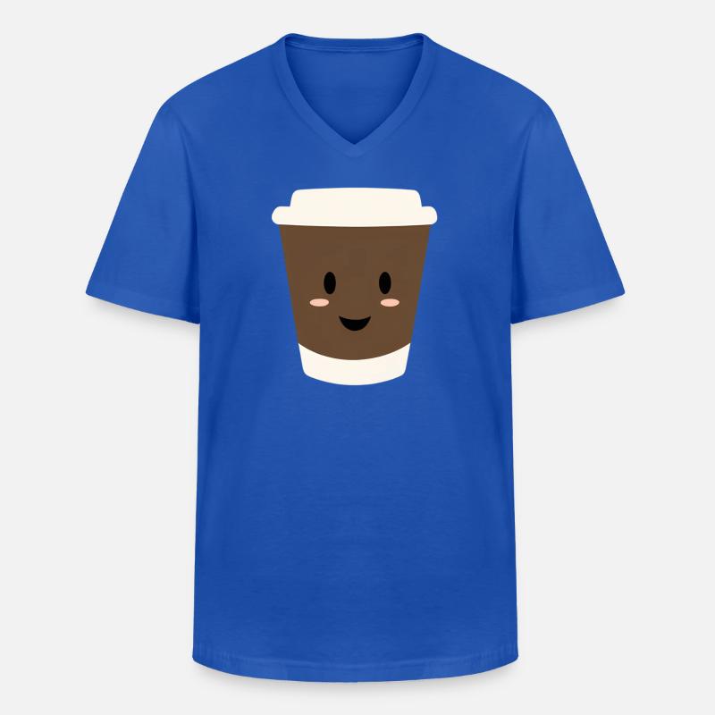 Kawaii Kaffee-Becher Lächeln - Männer-T-Shirt mit V-Ausschnitt - Royalblau