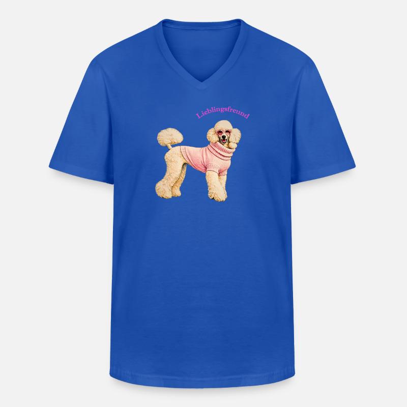 Lieblingsfreund Königspudel im rosa Pullover - Männer-T-Shirt mit V-Ausschnitt - Royalblau