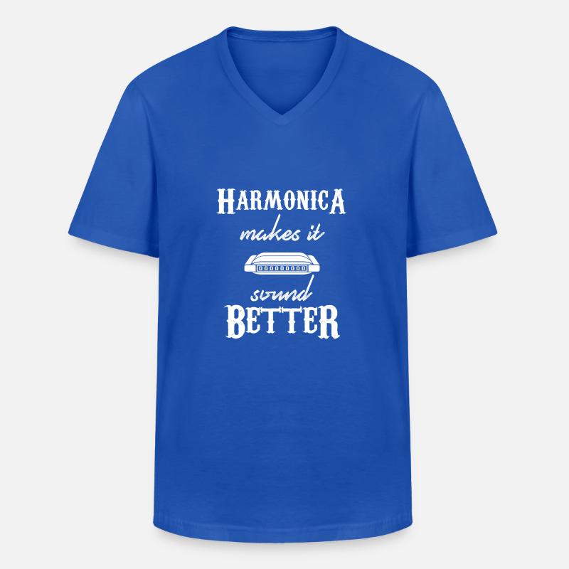 harmonica - harmonica player - harmonica - Men's V-Neck T-Shirt - royal blue