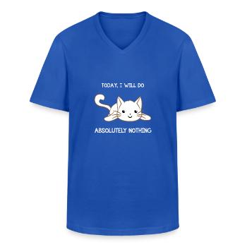 Katze - Katzen T-Shirt - Katzen - Faulpelz - Männer-T-Shirt mit V-Ausschnitt - Royalblau - Vorne - AI Model Male 178 dark (178cm)