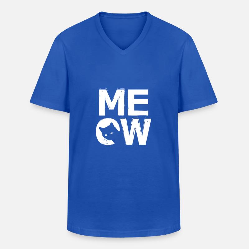 MEOW - Katzendesign - Männer-T-Shirt mit V-Ausschnitt - Royalblau