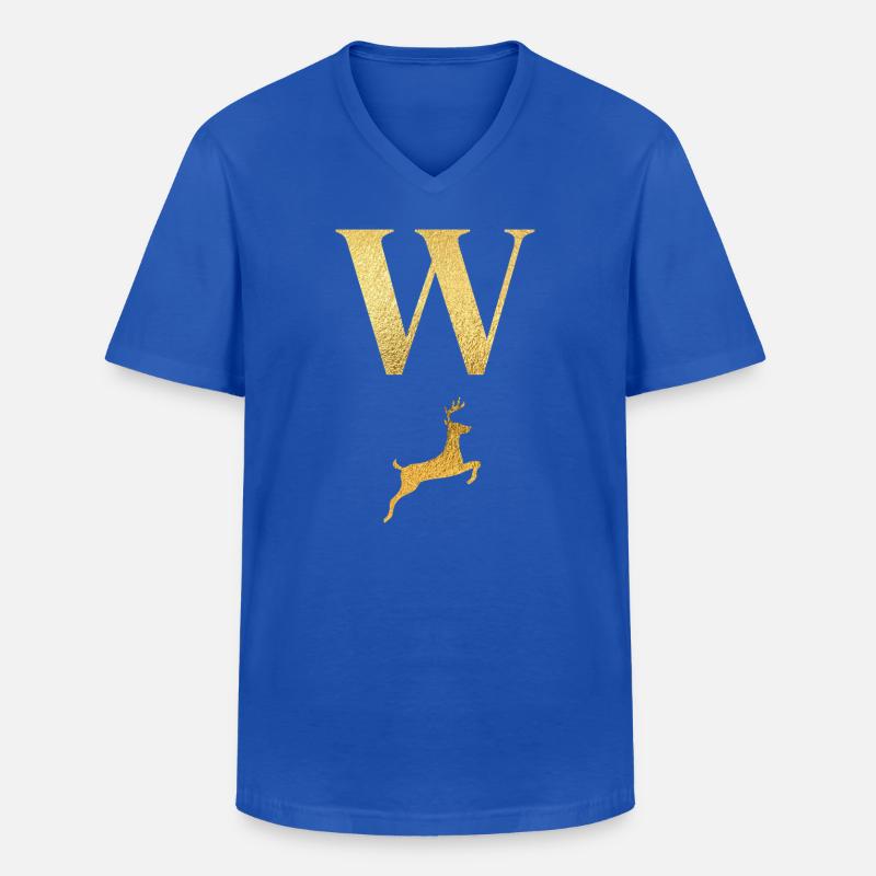 Buchstabe w Goldener Hirsch - Geschenkidee - Männer-T-Shirt mit V-Ausschnitt - Royalblau