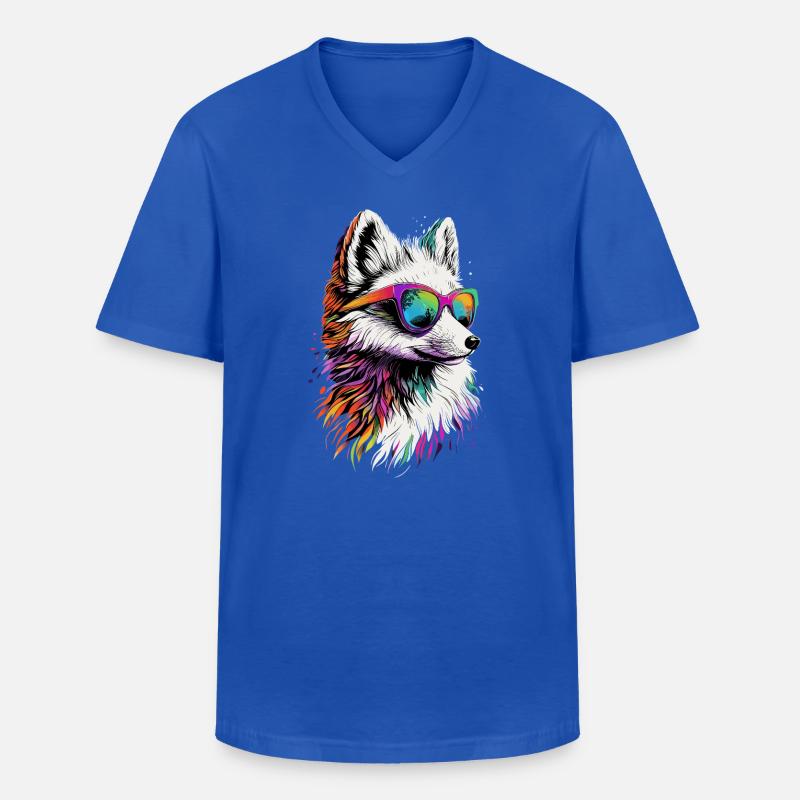 Polarfuchs Schneefuchs Eisfuchs Süßer Weißer Fuchs - Männer-T-Shirt mit V-Ausschnitt - Royalblau