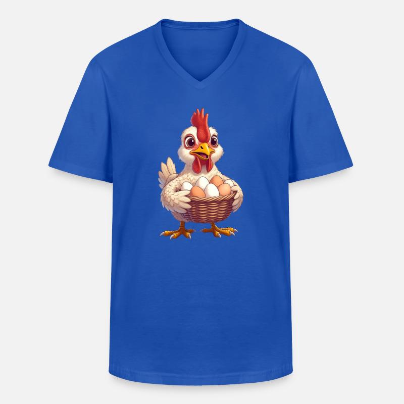 Huhn mit Eierkorb - Männer-T-Shirt mit V-Ausschnitt - Royalblau