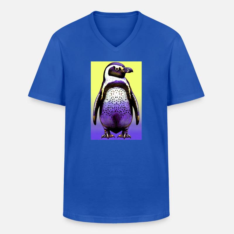 Pinguin - Männer-T-Shirt mit V-Ausschnitt - Royalblau
