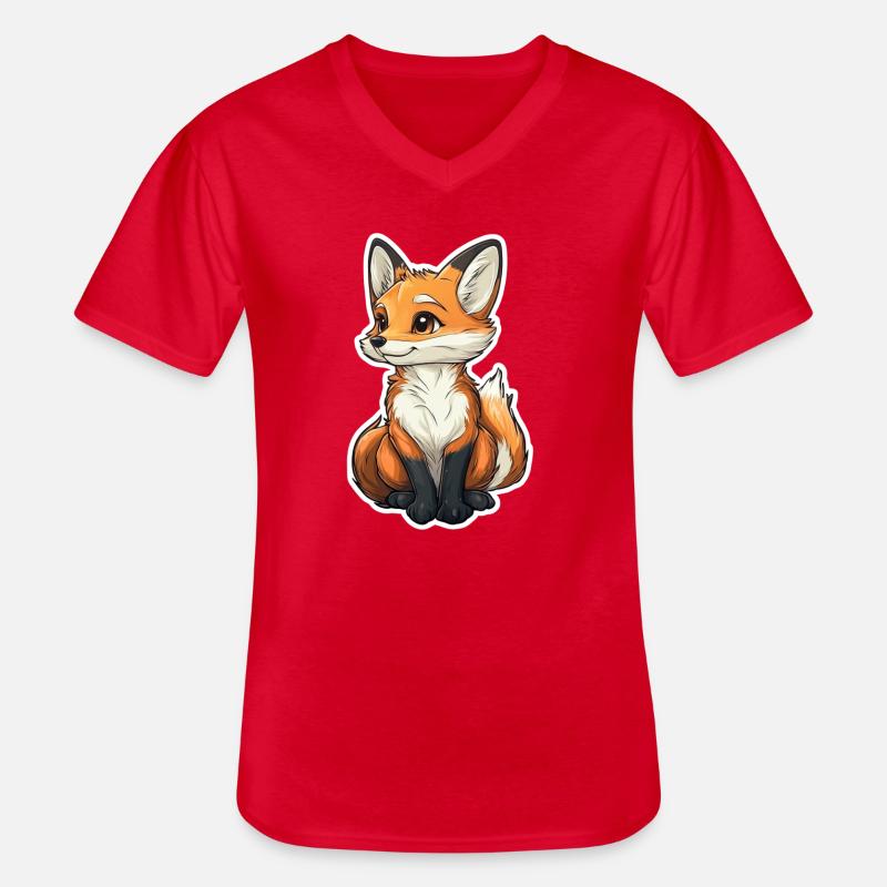 Fuchs - Männer-T-Shirt mit V-Ausschnitt - Rot