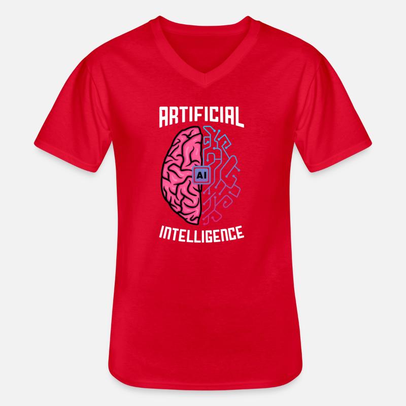 Artificial Intelligence Brain Tech Design - Men's V-Neck T-Shirt - red