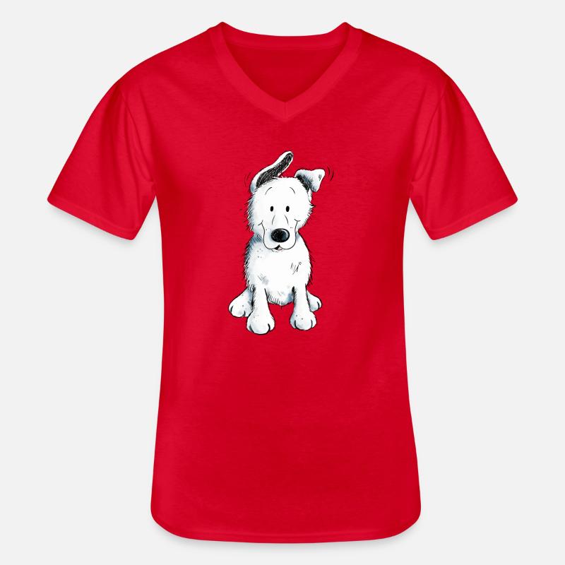 Weißer Schäferhund | Schweizer Schäferhund - Männer-T-Shirt mit V-Ausschnitt - Rot