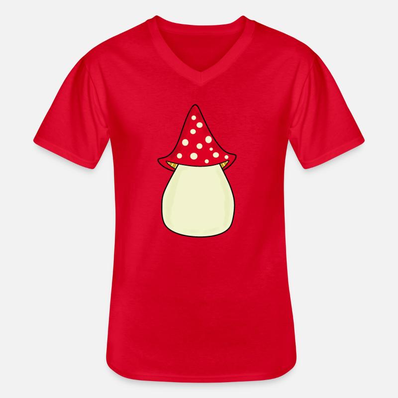 Mushroom Toadstool Pattern Personalizable Gift - Men's V-Neck T-Shirt - red