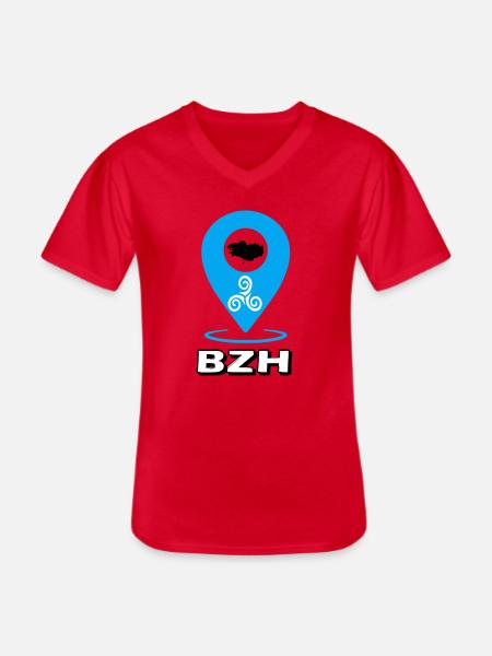 Triskel Breizh Blue - Men's V-Neck T-Shirt - red