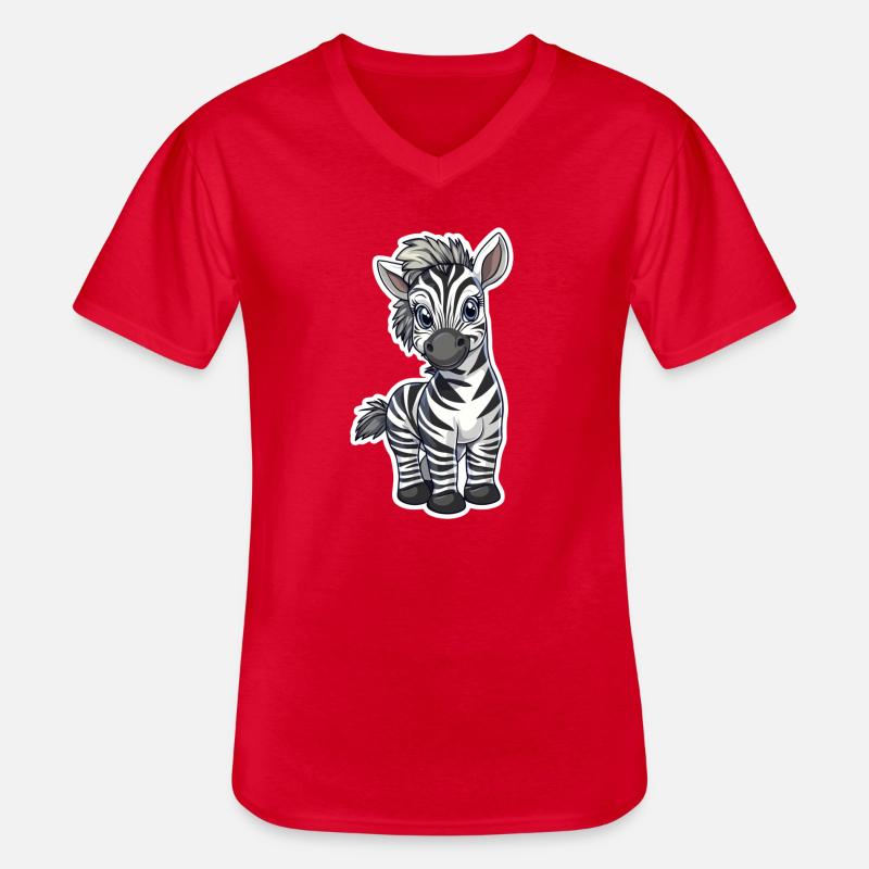 Zebra - Männer-T-Shirt mit V-Ausschnitt - Rot
