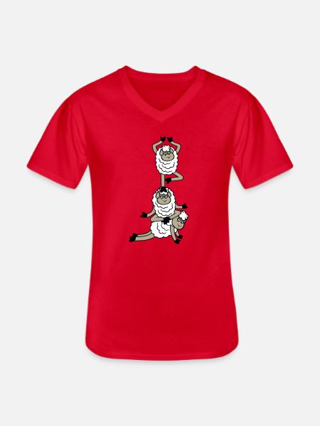 Tired_Sad_Sleepy_Sheep_Yoga_Meditating_5 - Men's V-Neck T-Shirt - red