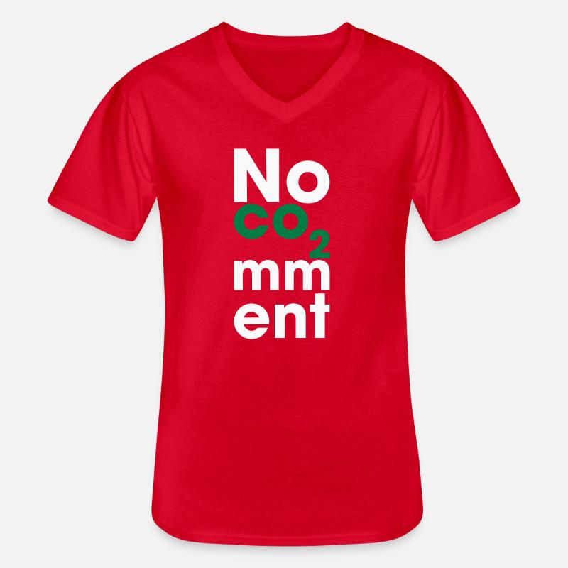 No CO2 Comment – Saubere Energie Statement - Männer-T-Shirt mit V-Ausschnitt - Rot