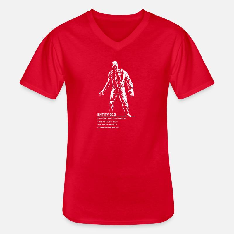 Backrooms Entity 010 white - Männer-T-Shirt mit V-Ausschnitt - Rot