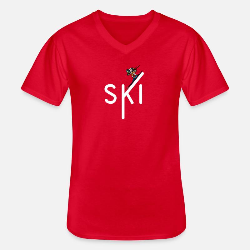 Skizeit - Männer-T-Shirt mit V-Ausschnitt - Rot