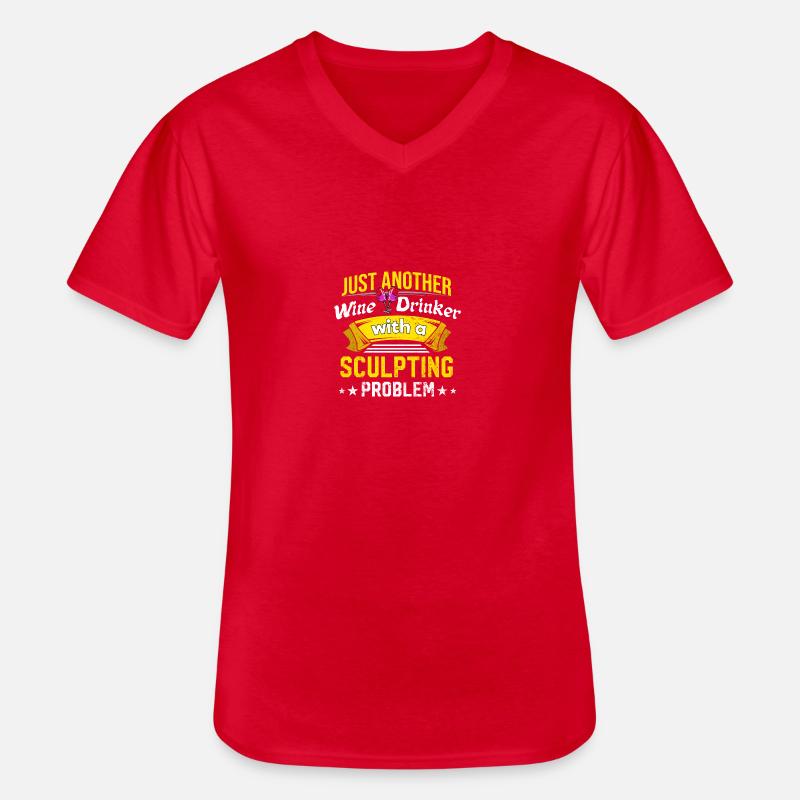 Weintrinker mit Bildhauerungsproblem Weinliebhaber - Männer-T-Shirt mit V-Ausschnitt - Rot