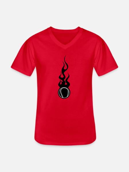 Baseball - Sport - T-shirt col V Homme - rouge