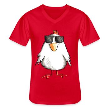 Huhn mit cooler Sonnenbrille - Hahn - Gockel - Männer-T-Shirt mit V-Ausschnitt - Rot - Vorne - AI Model Male 185 light (185cm)