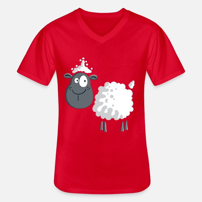 Schaf auf der Weide - Männer-T-Shirt mit V-Ausschnitt - Rot
