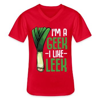 LauchGeek: Ich mag Lauch - Männer-T-Shirt mit V-Ausschnitt - Rot - Vorne - AI Model Male 185 light (185cm)