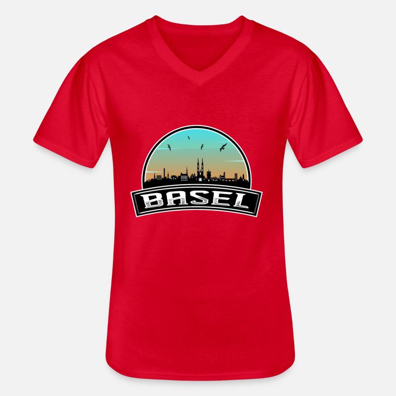 Basel Schweiz Skyline Schweizer Souvenir - Männer-T-Shirt mit V-Ausschnitt - Rot